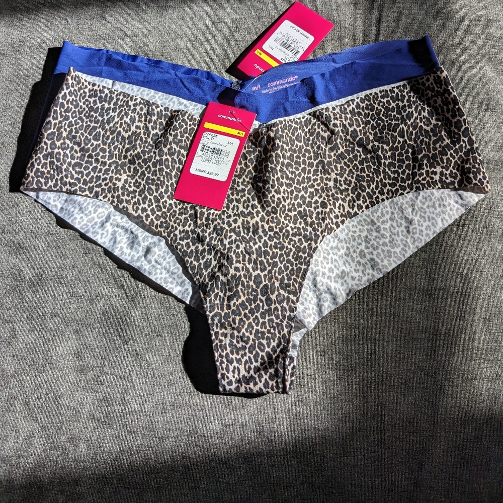 Commando panties size medium/large in purple and leopard print
